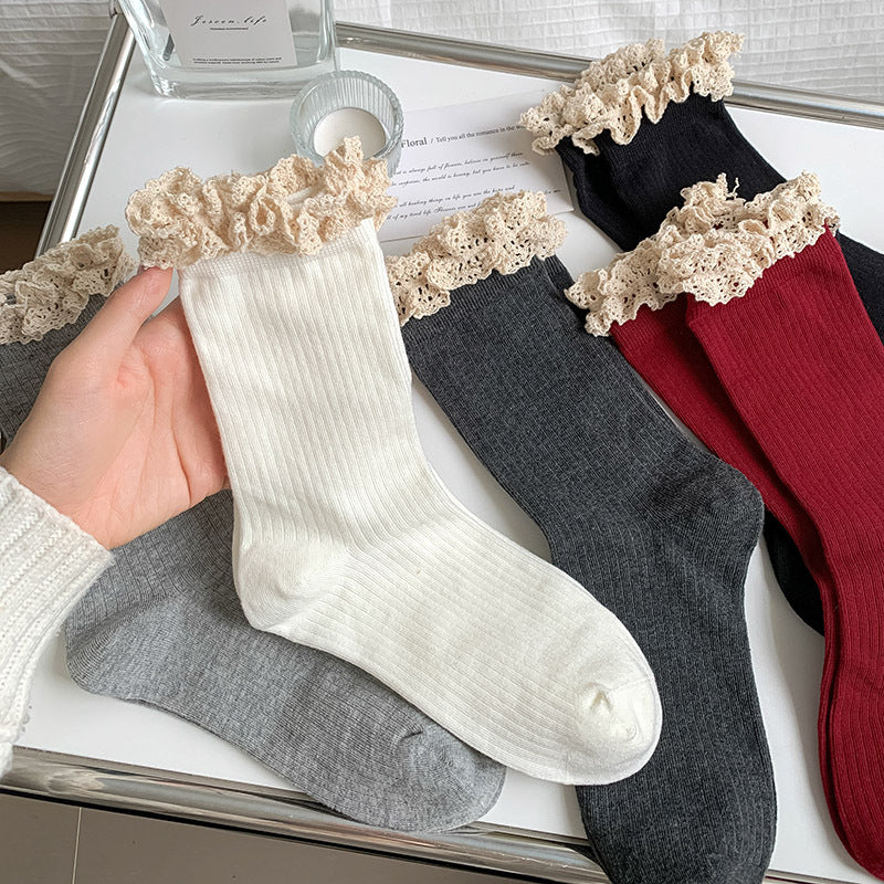 Retro Frilly Lace Crew Socks