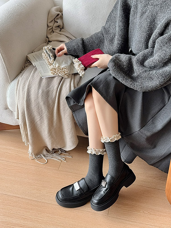 Retro Frilly Lace Crew Socks