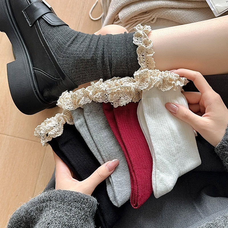 Retro Frilly Lace Crew Socks