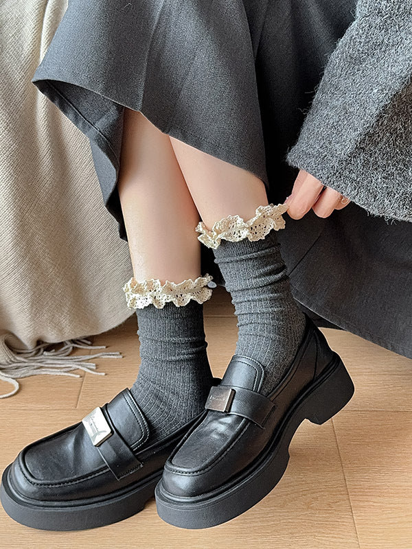 Retro Frilly Lace Crew Socks