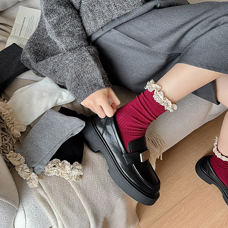 Retro Frilly Lace Crew Socks