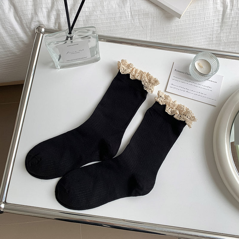 Retro Frilly Lace Crew Socks