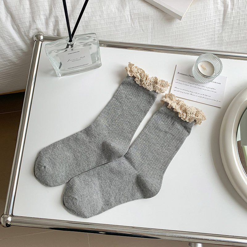 Retro Frilly Lace Crew Socks