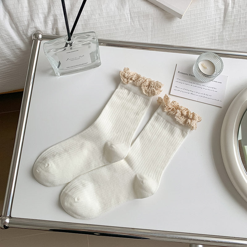 Retro Frilly Lace Crew Socks